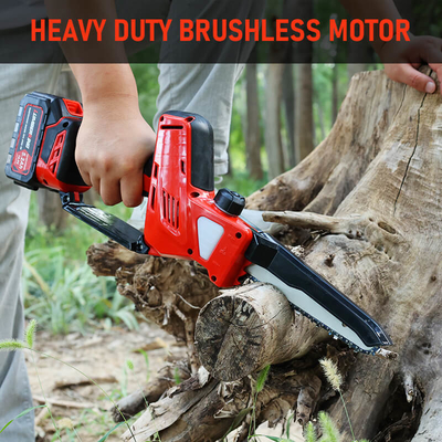Powerful 8 Inch Rechargeable Chainsaw with Brushless Motor and Automatic Oiling for Smooth Cutting