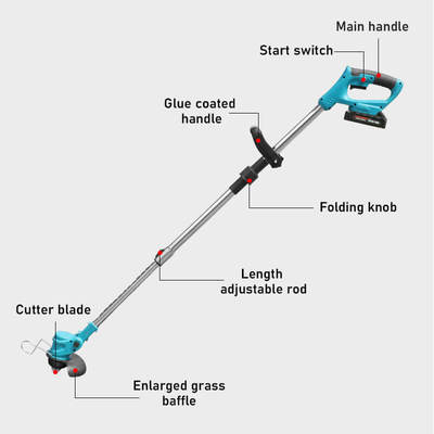 Portable Electric Grass Cutter Battery Operated Cordless Brush Cutter for Garden Work
